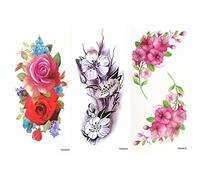 Temporary Flower Tattoos Stickers Lotus Cherry Blossoms Flash Tattoo Pack of 9 Sheets