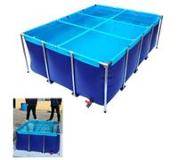 Temporary Foldable Fish Pond, Waterproof PVC Bag Pool with Stainless Steel Frame and Drain Valve, Indoor/Outdoor Small Fish Aquarium, 2m x 1.5m x 0.8m