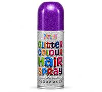 Temporary Glitter Hair Colour Spray 200ml, Washable Hair Dye Aerosol for Parties, Festivals, Fancy Dress & Halloween, Red Blue White Purple Green Gold, Party Style