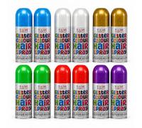 Temporary Glitter Hair Colour Spray 200ml, Washable Hair Dye Aerosol for Parties, Festivals, Fancy Dress & Halloween, Red Blue White Purple Green Gold, Party Style