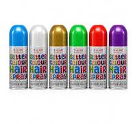 Temporary Glitter Hair Colour Spray 200ml, Washable Hair Dye Aerosol for Parties, Festivals, Fancy Dress & Halloween, Red Blue White Purple Green Gold, Party Style