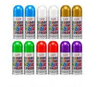 Temporary Glitter Hair Colour Spray 200ml, Washable Instant Hair Dye Spray for Parties Festivals Halloween Costumes Birthdays & Special Events Multi Colours Available (Double (Pack of 12))