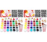 Temporary Glitter Tattoo Kids, Eleanore's Diary 31 Colors,165 Unique Stencils,2 Glue,4 Brushes,Adults & Kids Art Glitter Make Up Kit, Gifts for Girls Boys Easter School Birthday Party (Pack of 2)