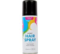 Temporary Hair Color Spray Wash Out Washable Party Fancy Dress Up Accessories Party Halloween Hairspray 133ml (Black HairSpray, 1)