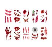 Temporary Halloween Stickers, Costume Stickers - Funny Creative Temporary Makeup Sticker | Halloween Masquerade Horror Face Stickers 10 Pieces Fake Scar Prank Makeup Temporary A