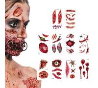 Temporary Halloween Stickers, Costume Stickers, Funny Creative Temporary Makeup Stickers, Pack of 10 Masquerade Scars Horror Face Stickers, Halloween Accessories for Children and Adults