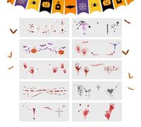 Temporary Halloween Stickers, Halloween Face Stickers with Blood Pattern Halloween Women Stickers - 10 x Witch Makeup for Women Party Gifts Sweet or Sour Halloween Stickers for Adults