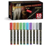 Temporary Markers For Skin,10 Colors Pens,Brush Tip,Bright Colors,Face Paint Quality,Halloween Kit Cosmetic M S8C9