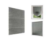 Temporary No Drill Blinds for Windows Stick on Curtains for Bedroom Kitchen Bathroom Windows Light Filtering Privacy Protection,Easy to Cut Size and Install, with 2 Clips,Grey, 60x180cm