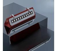 Temporary Parking Number Card with Dual Phone Number Display and Concealed Flip Cover, Magnetic Number Tiles, and Aluminum Alloy Combined with Leather (Red)