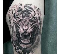 Temporary Permanent Tattoo Sticker With A Powerful Tiger Motif To Cover Scars, Herbal Design, Long-lasting 2 Weeks, Fake Tattoos
