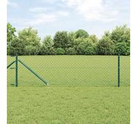 Temporary Privacy Fence Outdoor, Chain Link Fence with Posts Green 0.4 x 25 m Steel