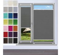 Temporary Shade Blinds No Drill Blinds 30 x 115 cm (W x H), No Drilling, Translucent, Crushed Look, Pleated Blind Curtains Blinds, Blackout Roller Blind, for Window Door, Grey