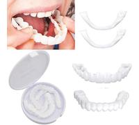 Temporary Snap-On Dentures for Men & Women - Adjustable Fake Teeth for Missing, Crooked, or Stained Teeth - Natural-Looking Cosmetic Teeth for Instant Smile Makeover, Teeth Whitening, and Daily Use
