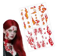 Temporary Stickers for Adults - 6 Sheets Durable Party Decoration Stickers | Red Flame Stickers Temporary for Face - For Birthday Festival Body Arms Clavicle
