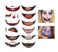 Temporary Stickers for Haunted House, Halloween Face Makeup Set, Stickers for Masked Face, Halloween Role Play Items, Scary Cosplay Items, Halloween Party Items, Costume Party Sticker
