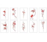 Temporary Tattoo, 10pcs Retro Style Butterfly Fake Tattoos, Waterproof, Realistic, No Glue, Non-Reflective Adult Art Sticker(A)