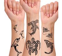 Temporary tattoo black dragon axe Maori tribal body art sticker transfer for arms shoulder Celtic Aztec Samoan for adult men and women… (4 Mixed Pack)