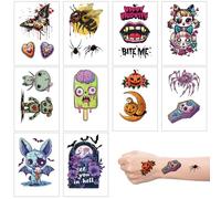 Temporary Tattoo for Kids, Halloween Themed Tattoos Stickers, Decorations Tattoos Stickers for Boys Girls, Halloween Cosplay Makeup Accessories Party Game Gifts