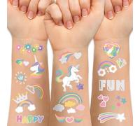 Temporary Tattoo for Kids Unicorn Rainbow Flower Cute-118 Glitter Styles Crown Swan Metallic Waterproof Groovy Fake Tattoos Body Face Tattoos Stickers Birthday Party Favors Decorations for Girls Boys