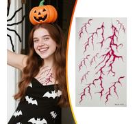 Temporary Tattoo,Halloween Temporary Tattoos,Temporarys Blood Vessel Tattoo Stickers Scar Fake Bloody Stitch Scab Body Carnival Masquerade Prank Makeup Props DIY Art Painting for Adults Kids (F)