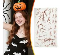 Temporary Tattoo,Halloween Temporary Tattoos,Temporarys Blood Vessel Tattoo Stickers Scar Fake Bloody Stitch Scab Body Carnival Masquerade Prank Makeup Props DIY Art Painting for Adults Kids (B)