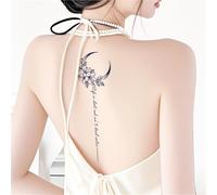 Temporary Tattoo Of Lily Flower On The Spine, Waterproof, Long-lasting, Semi-permanent, Lasting 2 Weeks, Fake Tattoos(D)