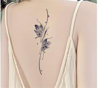 Temporary Tattoo Of Lily Flower On The Spine, Waterproof, Long-lasting, Semi-permanent, Lasting 2 Weeks, Fake Tattoos(C)