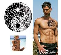 Temporary Tattoo, Realistic, Transfer, Sticker, Tribal Yin Yang, Black, Shoulder, Arm, Waterproof, Mens, Womens, Kids