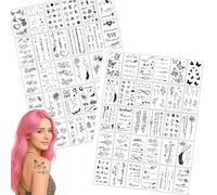 Temporary Tattoo Sheets with Black and White Designs: Variety of Butterflies, Flowers, Stars, Feathers, Hearts & Quotes - Fine Line Waterproof Stickers for Girls, Festival, Art & Face Decoration