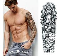 Temporary Tattoo Sleeve, Realistic, Transfer, Sticker, Angel, Clouds, 23, David, Arm, Black, Mens, Womens, Kids