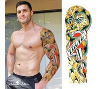 Temporary Tattoo Sleeve, Realistic, Transfer, Sticker, "TRUTH", Dagger, Heart, Snake, Gold, Arm, Mens, Womens, Kids
