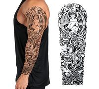 Temporary Tattoo Sleeve Transfer - Full Arm Realistic Waterproof Fake Tattoo Sticker for Men Women Kids - By Delusion Tattoos (Angel Roses)