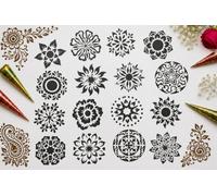 Temporary Tattoo Stencil Mehndi Henna Body Art Template DIY Paint Design Motif (Design B)