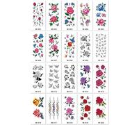 Temporary Tattoo Stickers For Men And Women, Featuring Flowers, Butterflies, And Colorful Waterproof Designs. 90x190mm A100