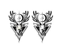 Temporary Tattoo Stickers On Arm With Classic Pattern Of Deer And Moon, Waterproof And Lasting For 1-2 Weeks, Fake Tattoos(2pcs)