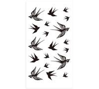 Temporary Tattoo Swallow Bird Flash Removable Waterproof Tattoo 2 Sheet Diy Body Art Sticker Black