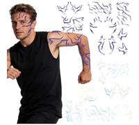 Temporary Tattoos, 12 PCS Purple Demon Hunter Anime Cosplay Stickers,Halloween Face Tattoos Fancy Dress Props for Kids & Adults,Girls Boys Tattoo Stickers Fake Tattoos for Parties (Combination 1)