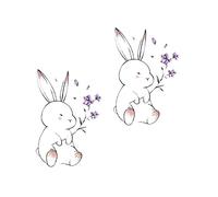 temporary tattoos,4 Sheets Hand Painted Cute Rabbit Temporary Tattoo Sticker Flower Fake Kit