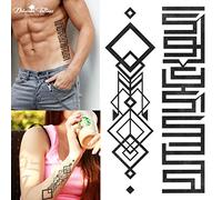 Temporary Tattoos, Realistic, Transfer, Sticker, Geometric Abstract Bands, Set of 2,Tribal, Black, Waterproof, Black, Mens, Womens, Kids