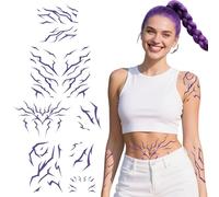 Temporary Tattoos, Rumii Tattoos Demon Purple Hunter Tattoos Stickers Waterproof Long Lasting Easy to Use Body Art for Cosplay Festivals Halloween (C)