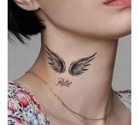 Temporary Tattoos Stickers Fake Tattoos 2Pcs Wrist Angel Wings English Letters Small Pattern Herbal Juice Semi-Permanent Lasting 2 Weeks Anti-Rub Non-Reflective Men And Women