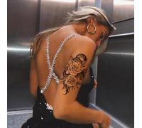 Temporary Tattoos Stickers Fake Tattoos Thorn Rose Snake Thigh Calf Arm Plain Flower Herbal Juice Semi-Permanent Lasting 2 Weeks Non-Reflective Men And Women