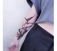 Temporary Tattoos Stickers Fake Tattoos Wind-Breaking Shark Skeleton Arm Flower Arm Herbal Semi-Permanent Lasting 2 Weeks Men And Women Waterproof Washable