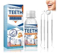 Temporary Tooth Filling, Moldable False Teeth Repair Kit, Denture Adhesive with Dental Mirror Tool, Easy to Use Denture Repair Beads for Fixing Missing Broken Teeth,Teeth Repair Gel for Men Women,30ml