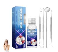 Temporary Tooth Filling Repair Kit,Fake Teeth Replacement Kit for Missing and Broken Teeth,Includes 4 Dental Tools,Easy to Use DIY Repair Beads for Tooth Gaps,Chipped Teeth&Dentures,Temporary Teeth