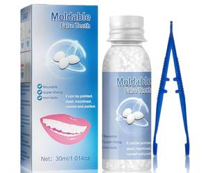 Temporary Tooth Filling Repair Kit - Moldable Beads for Temporary Tooth Fixes, False Teeth & Bridges, Includes Granules for Quick & Easy at-Home Repairs, Thermal Forming for Secure Fit