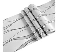Temporary Wallpaper For Homes - Thickened Non-Woven Fabric With | 3D Glitter Wave Stripe Textured Contact Paper | Print Embossed Non-Woven Fabric Fashion Wallpapers With Curved