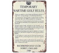 Temporary Wartime Golf Rules Metal Signs Retro Wall Decor For Home Cafes Office Store Pubs Club Man Cave Bathroom Sign 12X8 IN