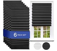 Temposhade Thermal Blackout Temporary Blinds - 6 Pack (110g sqm) | 91.4cm Wider Blind, Easy Stick Up & No Screws | Home Temporary Paper Pleated Blind | Black